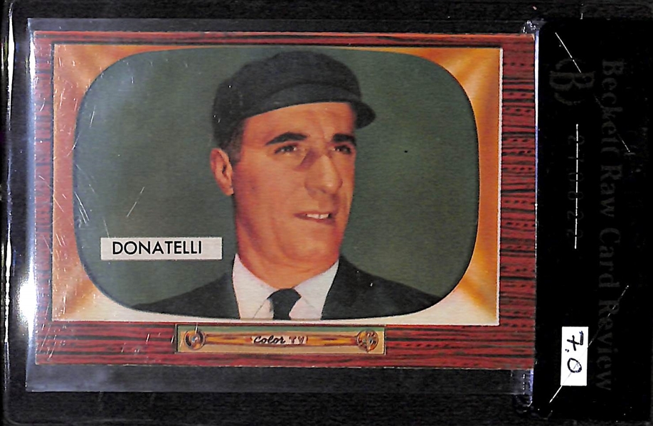 Lot of 3 - 1955 Bowman Yogi Berra #168, Jocko Conlan #303 Umpire, AJ Donatelli #313 Umpire - BVG